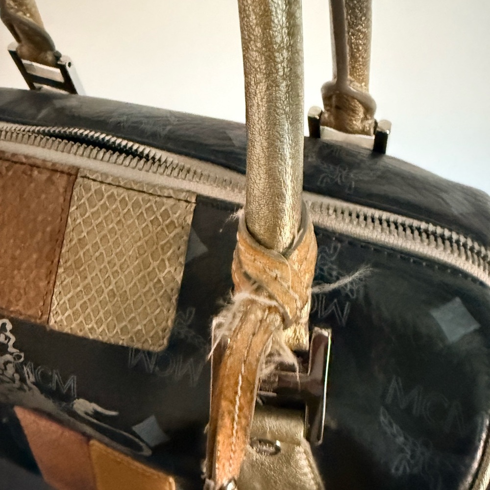 MCM Black and Gold Satchel with Tassel - Picture 7 of 11